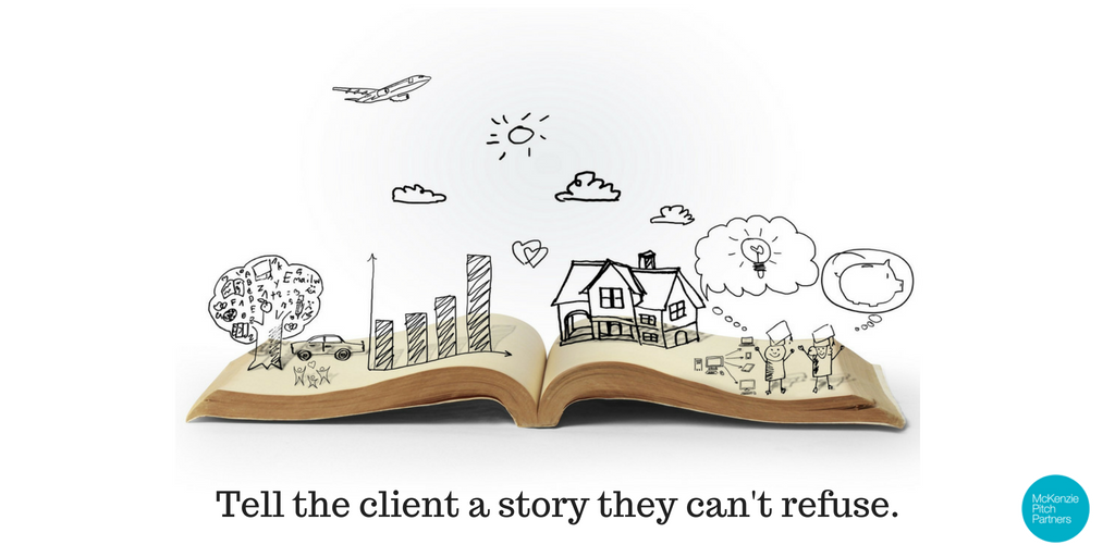 McKenziePitch's tweet photo. A story gives you control of your message and the client a reason to choose you #pitch https://t.co/j5AK9FUFh8
