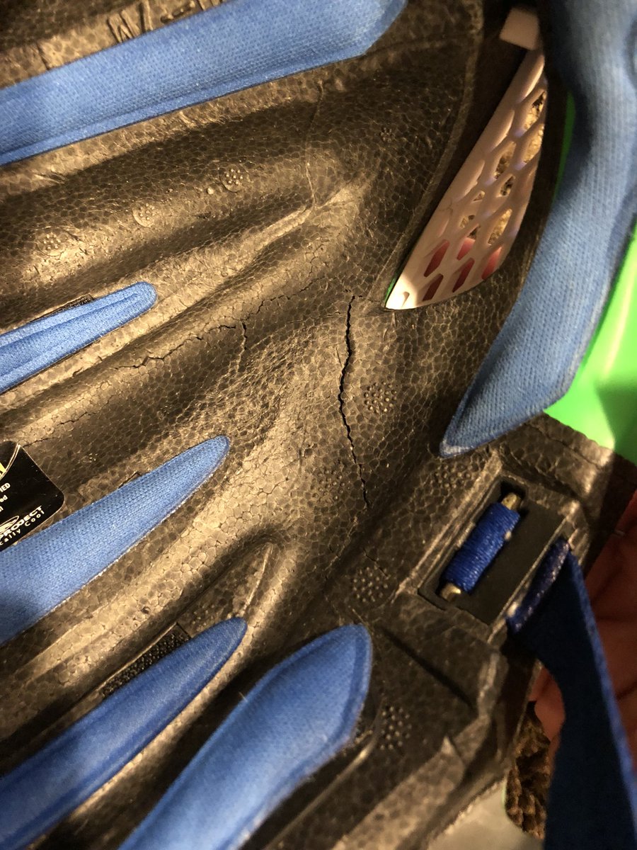moysh13's tweet photo. Never think you’ll actually need your helmet, but extremely grateful I put mine on! Thank you @RudyProjectNA for quite literally saving my life! Witness said he should’ve been calling lifeflight had I not had that on. So sad it’ll have to be retired and replaced! #wearyourhelmet https://t.co/8UqJnS1QI8