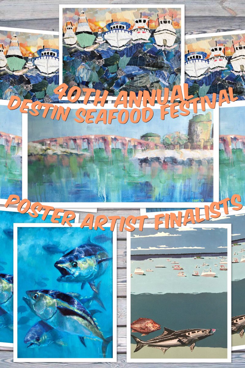 The Poster Artist Contest for the 40th Annual Destin Seafood Festival has ended. Our committee would like to thank all who entered! The winning selection has been made. We’d like to feature our finalists before announcing the winner. Enjoy!