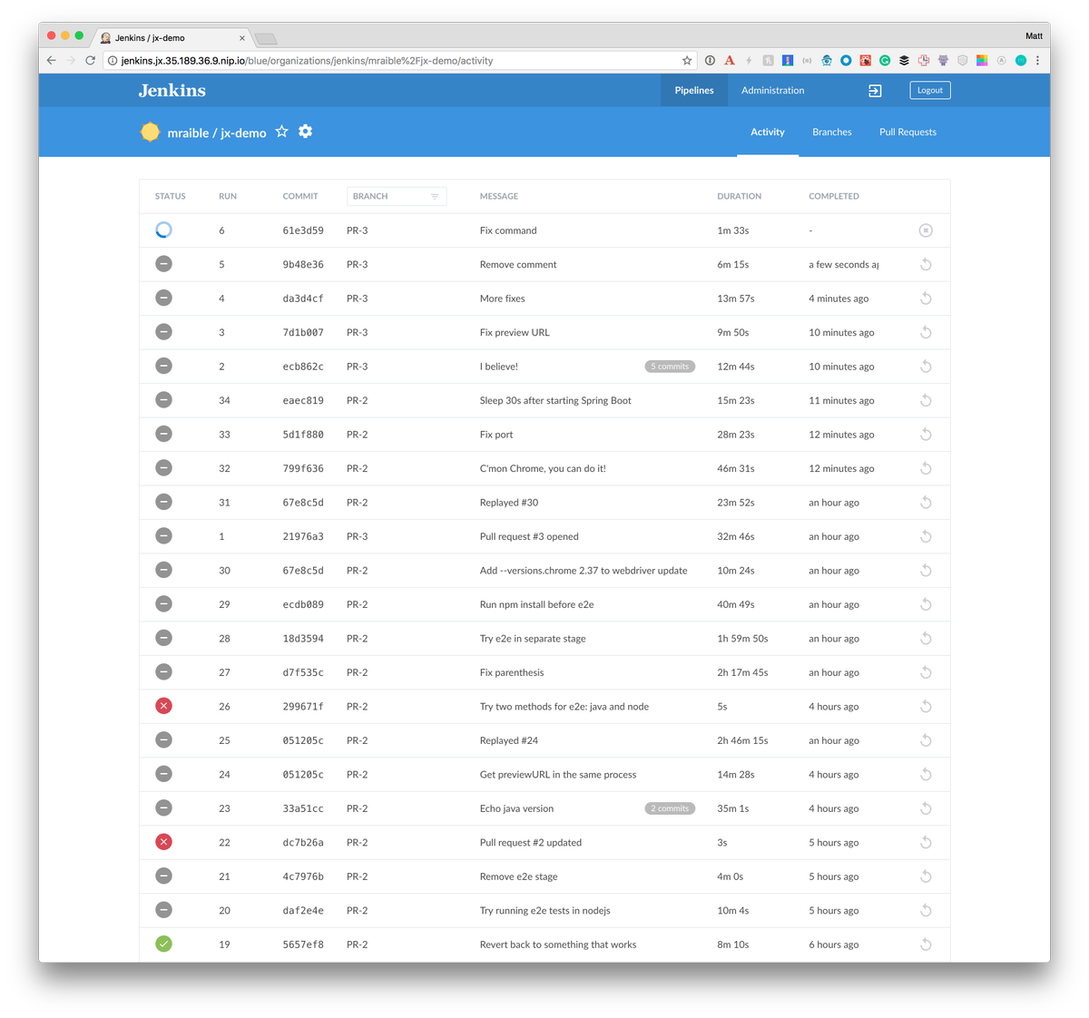 mraible's tweet image. It was a long day, but I’m closer than ever! #JenkinsX #DevRelLife #Protractor
