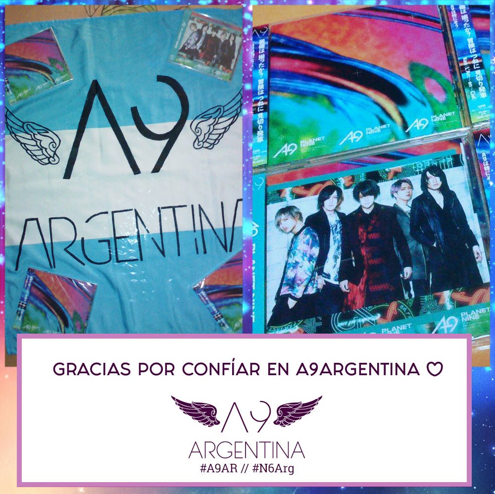 A9Argentina's tweet photo. Gracias por haber sido parte de la compra grupal de "PLANET NINE".
Cada vez más CDs de #A9 en Argentina ♥
♥ #teamNumberSix #N6Arg #A9Ar ♥ https://t.co/AxqjVhyWIs