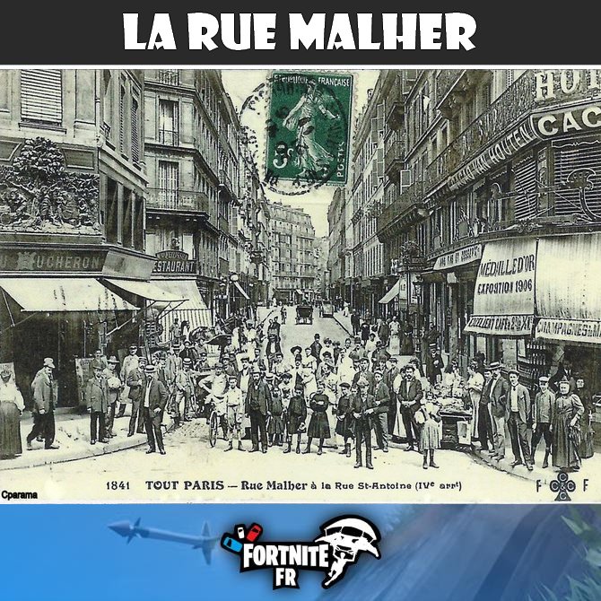FFRCommunity's tweet photo. La Rue Malher à Paris :
Au N°3 se trouvait la prison de la grande force. Lors des massacres de Septembre 1792 à Paris, des proches de la famille royale furent exécutés à l'extérieur.
Epic Games ne cesse de nous troubler !
#fortnite #saison_5 #News https://t.co/qRmObdtDxp
