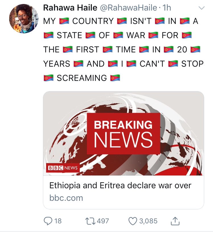 wiredimage's tweet photo. I blame the heat 🌡 ☀️ but it took me far too long to realise that two countries were not at war over the BBC domain name!! 🤦♂️
#punctuationfail
I am far happier to learn that Ethiopia 🇪🇹 and Eritrea 🇪🇷 are no longer at war though! https://t.co/LA7ZKmYKeV