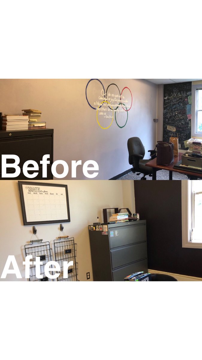 msboratko's tweet photo. New position, new office! Moving in and getting settled this week so I can start tackling my summer reading list! #cleanslate #enviornmentimpactsproductivity #stillorganizing #nomoremurals #hps2ndaryelead https://t.co/g2PJb4VkMN