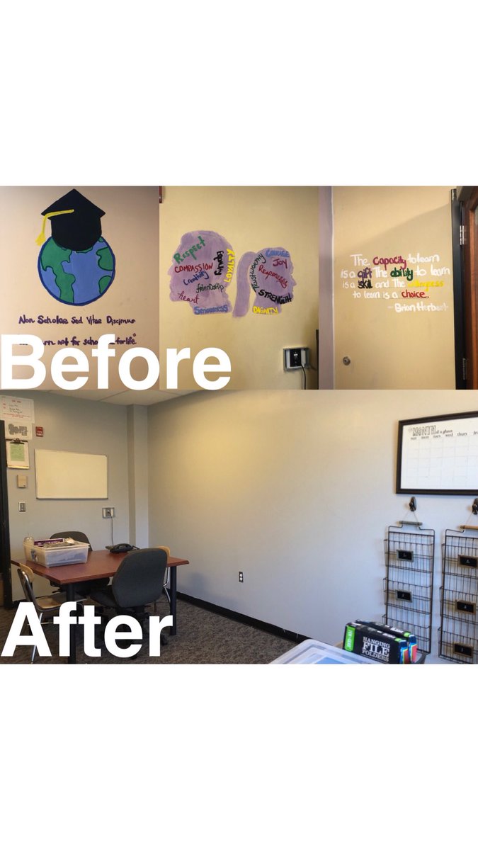 msboratko's tweet photo. New position, new office! Moving in and getting settled this week so I can start tackling my summer reading list! #cleanslate #enviornmentimpactsproductivity #stillorganizing #nomoremurals #hps2ndaryelead https://t.co/g2PJb4VkMN