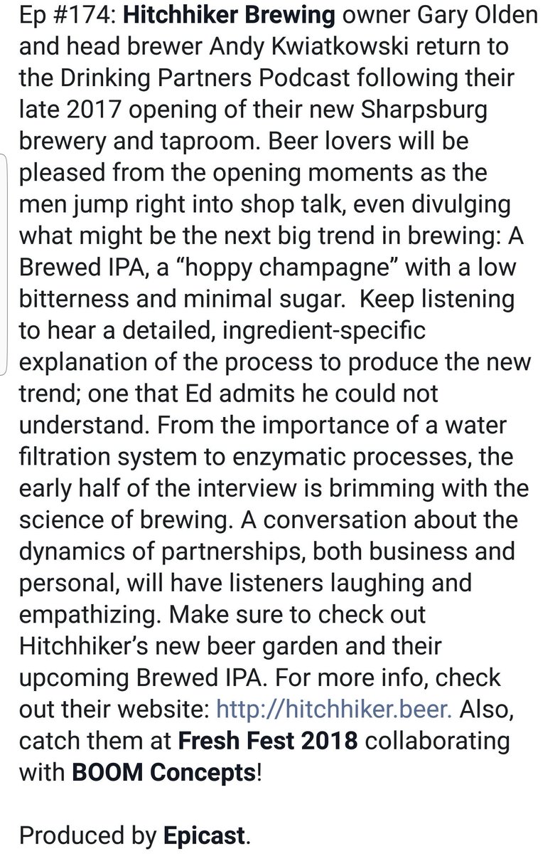 Partnerspod's tweet photo. Ep #174 | A Different Animal | Featuring @Hitchhikerbrew | #podcast #pittsburgh #craftbeer

#iTunes: https://t.co/tGx0gIwRK4
#Android: https://t.co/3GYZONLjLJ
#FreshFest2018: https://t.co/Hn15mYyOZj https://t.co/LXJ6kfXkbt