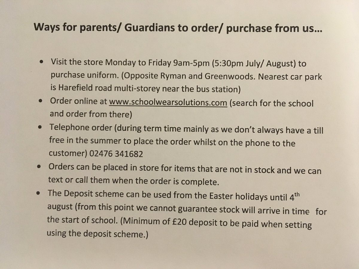 GeorgeEliotAcad's tweet image. Thank you to the School Wear Solutions staff for joining us at Parent Voice this evening to discuss uniform. The information they provided for purchasing uniform is in the picture below. @SWS_Uniform  @NSchoolwear  @ParentvoiceGES 
#uniform #AimForExcellence
