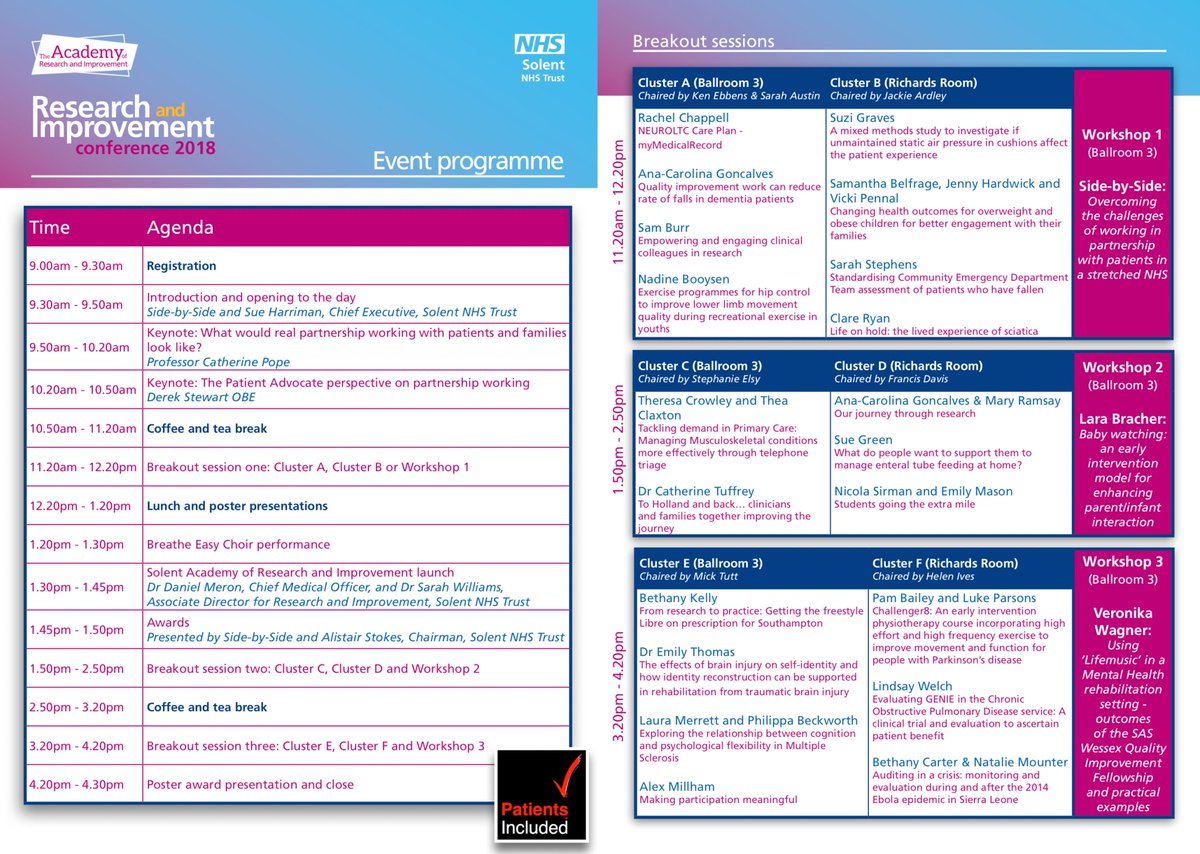 Mental_Elf's tweet photo. Research and Improvement 2018 @ClinResSolent
9.30-4.30 on Tue 10th July

✅Partnership working
✅#PatientsIncluded
✅Coproduction
✅Mental health
✅MSK
✅Public health
✅Primary care
✅Much much more!

🐦Live tweeting #solentconf18
🎤Live podcasting https://t.co/bkMxmp1qoU https://t.co/5c5lOFssYa