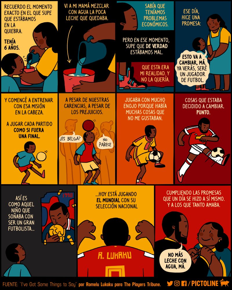 pictoline's tweet photo. De sufrir carencias y prejuicios a ser uno de los máximos goleadores de este Mundial.

Romelu Lukaku, una de las estrellas de Bélgica, cuenta su historia 💪🇧🇪 https://t.co/DchVwbPUqf