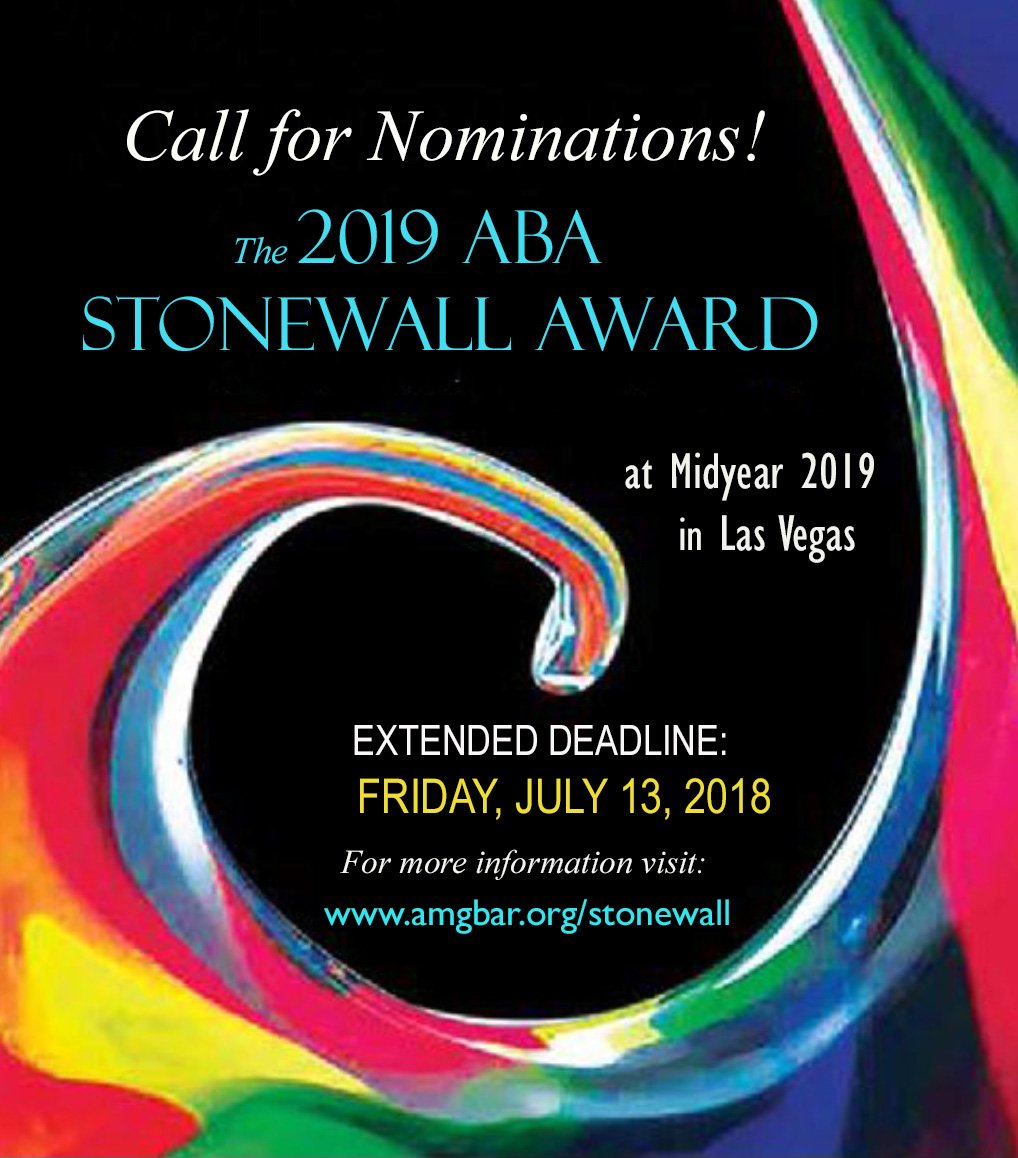 SOGI_Commission's tweet photo. There is still time to nominate your LGBT advocacy heroes for the ABA Stonewall Award! https://t.co/PCpzhTUZKT https://t.co/6HPhAb8yfx
