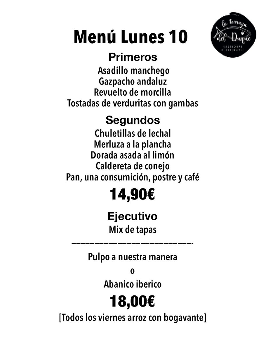 TerrazadelDuque's tweet photo. MENÚ FIN DE SEMANA
Disponemos de menú vegano diario.
La Terraza del Duque #laterrazadelduque
C/ Libertad, 1 #Valdemoro (Madrid)
Tel. 918 93 96 34 https://t.co/H3Orgj5AAF