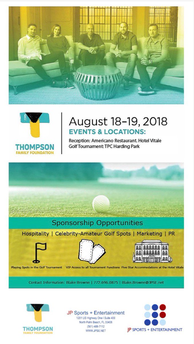 ThompsonFamFoun's tweet photo. We are proud to announce the Inaugural Thompson Family Foundation Golf Tournament coming this August! Check out the flyer for more information! https://t.co/j9WP73ncPH