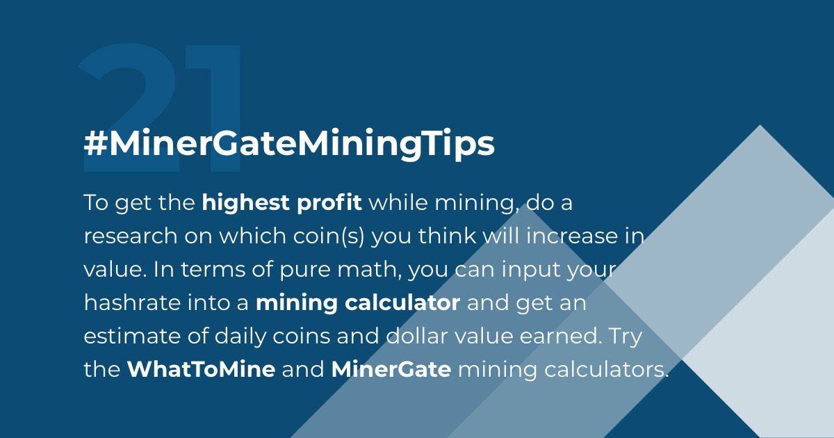 MinerGate's tweet image. Welcome #mining tip #21! goo.gl/y6e3DZ
@WhatToMine 

#MinerGateMiningTips #MiningTips #Tips #UsefulTips #Cryprocurrency #MiningPool #Security #SecurityTips #profit #miningtip #GPUmining #tip #CPUmining #GPU #CPU