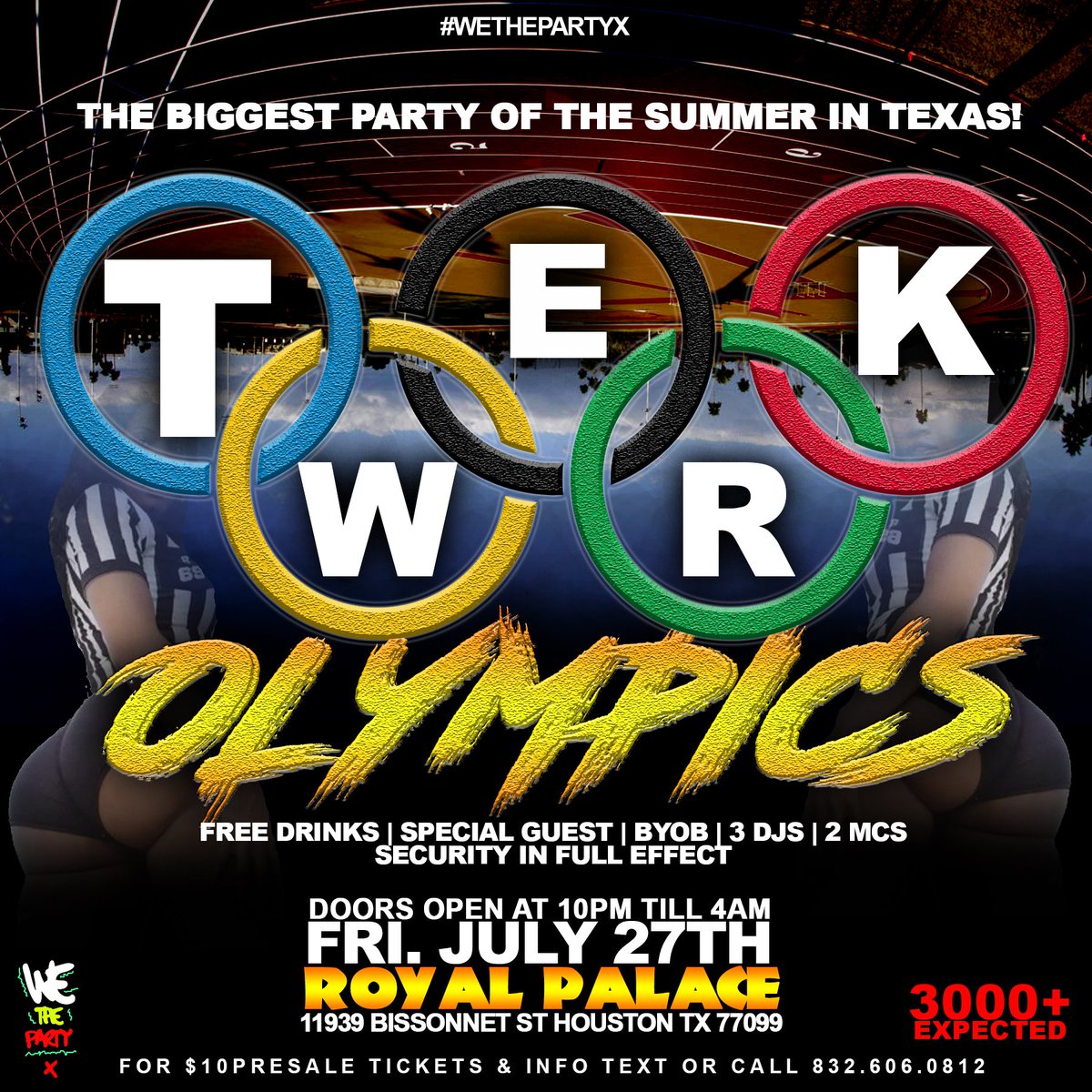 NFLOnTop's tweet photo. THE BIGGEST PARTY OF THE SUMMER IN TEXAS‼️
•  #TWERKOLYMPICS 🍑
• FREE DRINKS ALL NIGHT
• BYOB + FOOD
• 3DJS + 2MCS
• TWERK CONTEST 🍑
• SECURITY IN FULL EFFECT https://t.co/EKvO61iPva