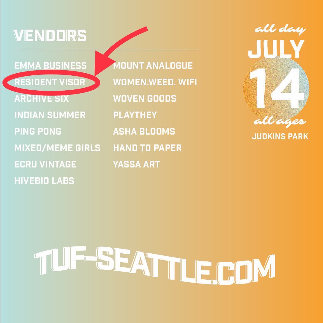 residentvisor's tweet image. there will be 3 Resident Visor designs on sale at TUFFEST this Saturday in Judkins Park

See you on the front left