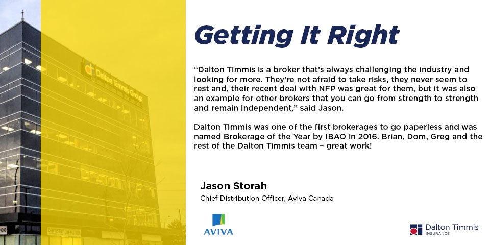 We could not get it right without great partners such as <a href="/AvivaCanada/">Aviva Canada</a> and our awesome clients!

Thanks, @jasonstorah &amp; <a href="/AvivaCanada/">Aviva Canada</a> for featuring us in your latest broker newsletter!
