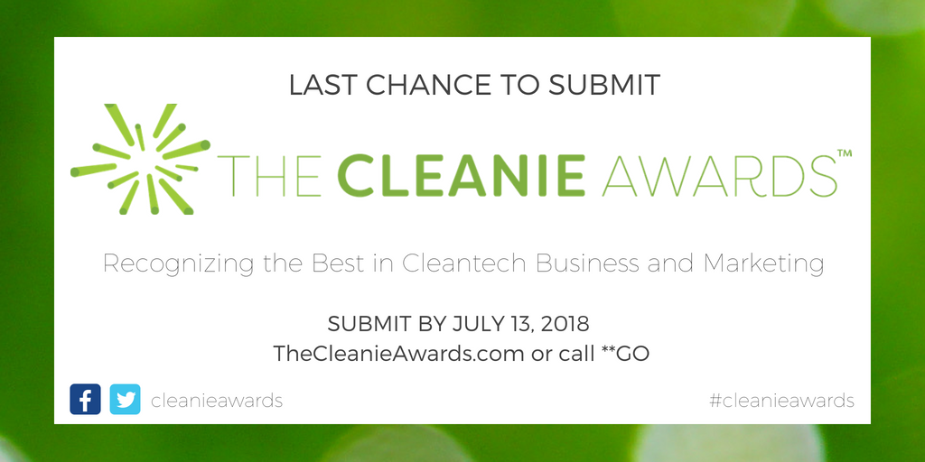 cleanieawards's tweet photo. Have you created #cleantech #planetchanging solutions? Are you looking for ways to show them off? Well you have found the right place! The @CleanieAwards recognize #excellence and #innovation in the #cleantech industry, FINAL DEADLINE is Friday, APPLY TODAY! https://t.co/26WgtcLtSq