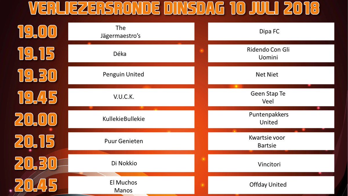 bfvtoernooi's tweet photo. En we hebben ook de loting verricht voor de verliezers- en de knock-outronde. Hierbij de wedstrijden op een rijtje, met een aantal mooie affiches er tussen! https://t.co/pIMbVYl6uX https://t.co/klpW6XFyiZ