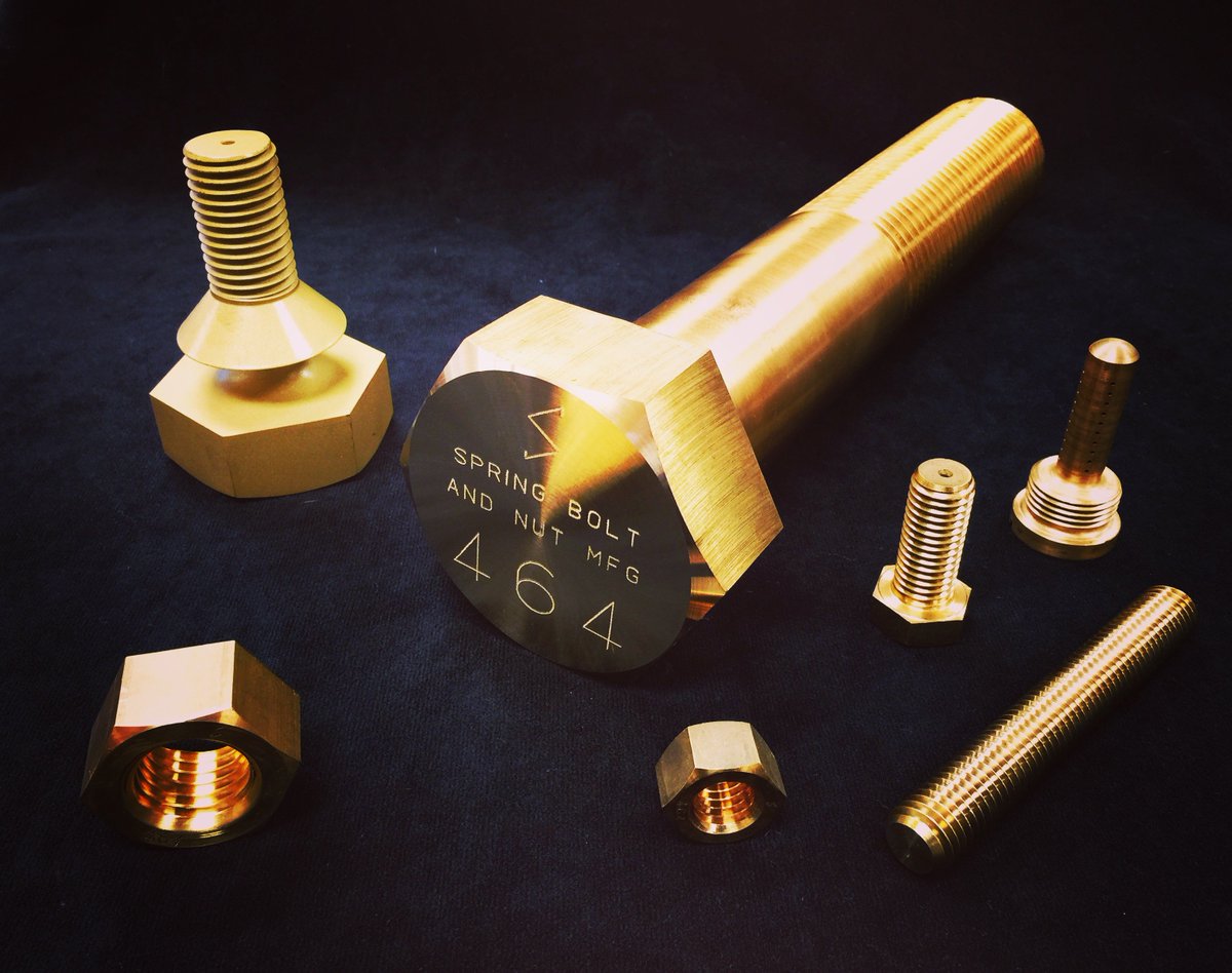 SpringBoltNut's tweet photo. Brass? Yeah, we do brass. #redmetal #brass #bronze #copper #bigbolt #manufacturingmonday #notjustnuts https://t.co/auUAVtfqi8