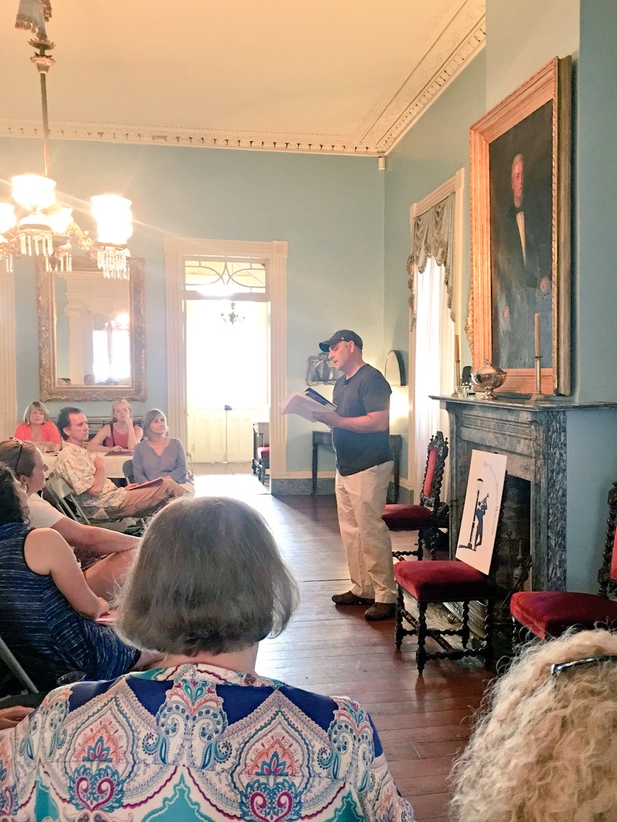 mm_kaufman's tweet photo. Ready to combat my grief-writing-block with @ComeWriteWithUs. Of course I almost bailed last minute from anxiety (classic me) but so glad I came. It was a wonderful intro night that was capped off with a reading from poet state laureate Jack Bedell. #NOWM https://t.co/3P9sTKM4dB