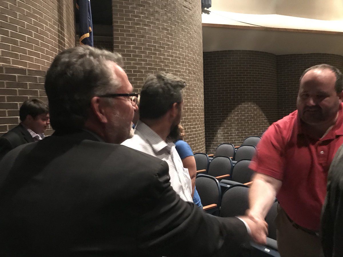 julialhowell's tweet photo. Governor candidates gather with their constituents following the debate https://t.co/UEA5BuwJh4