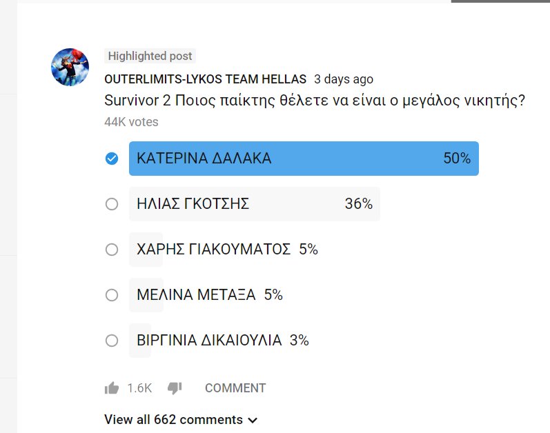 methouinos's tweet photo. Η μεγαλυτερη δημοσκοπηση δειχνει τον νικητη!

✓ 44.000 ψήφοι.
✓ 1.600 like.
✓ 662 σχόλια.

ΔΕ ΘΕΛΩ ΝΑ ΣΑΣ ΣΤΕΝΑΧΩΡΗΣΩ ΧΕΙΤΕΡΑΚΙΑ, αλλα το ποσοστό της ΔΑΛΑΚΑ ειναι μπροστά χιλιόμετρα! 

ΤΣΑΜΠΑ ΘΑ ΧΑΛΑΣΕΤΕ ΤΑ ΛΕΦΤΑΚΙΑ ΣΑΣ ΣΤΟΝ ΤΕΛΙΚΟ!

Δαλάκα μόνο! #ΔΑΛΑΚΑ_ΜΟΝΟ

 #SurvivorGR https://t.co/P1FXpjVd7R