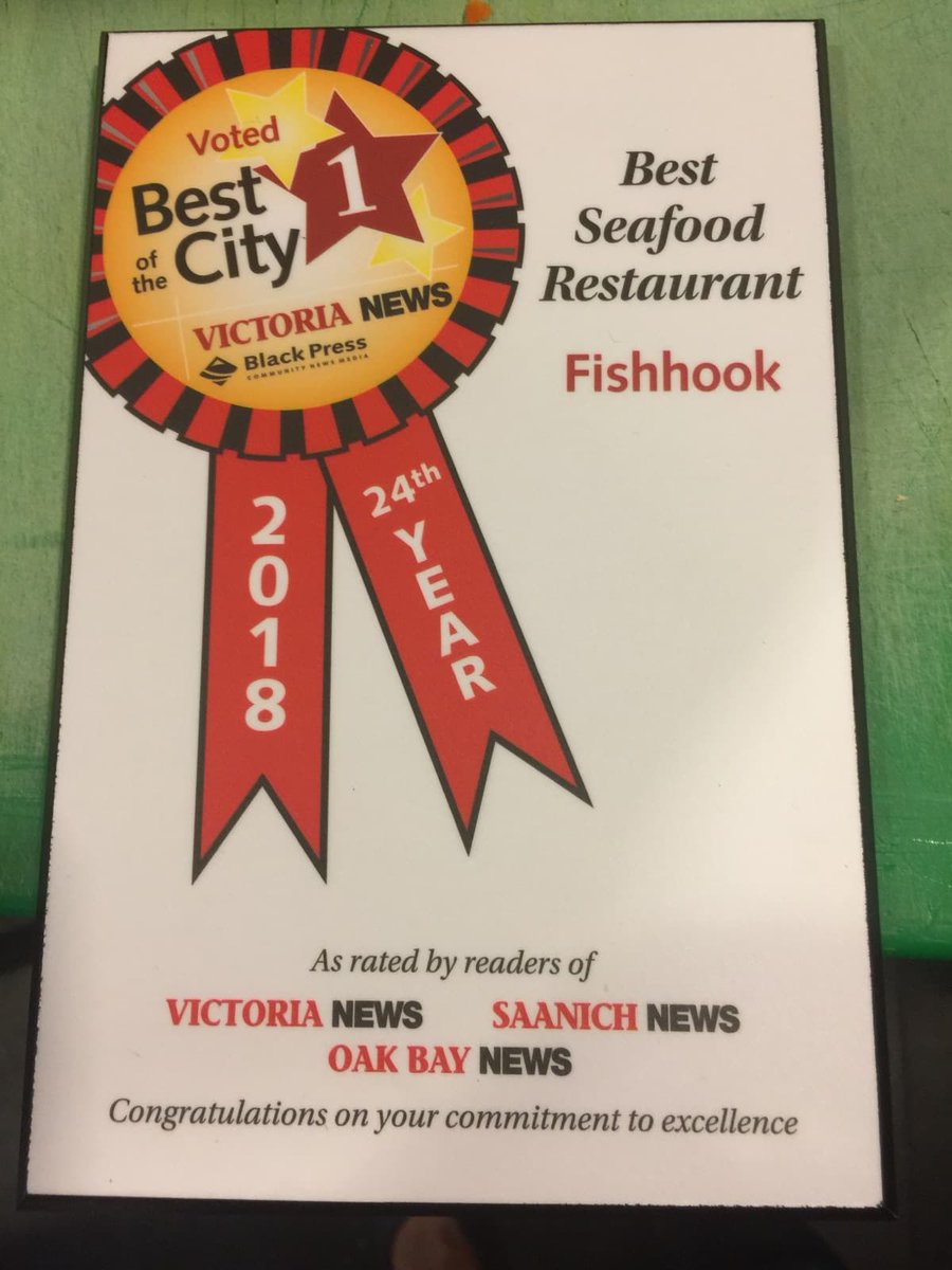 WOW VICTORIA - WE FEEL SPOILED!!!

You've named us the best seafood restaurant in the city for 2018 and we couldn't be happier 😊😊😊.

A big shout out goes to our co-winners at <a href="/oakbayseafood/">Oak Bay Seafood</a> and <a href="/FerrisGrill/">Ferris Grill</a>. Y'all rock!

Link: goo.gl/r8Ao5Q