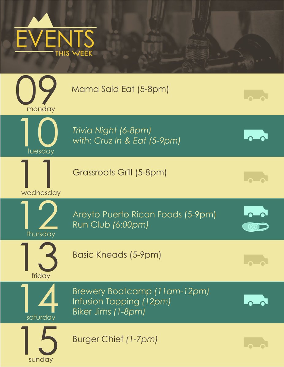 #events #foodtruck #runclub #brewerybootcamp #beer #colorado