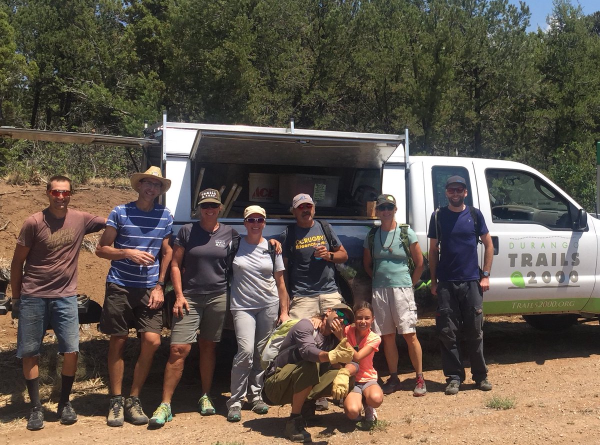 DgoTrails's tweet photo. Thank you volunteers at #Trailwork2018 on #SpurLine Trails at Three Springs! Special thanks to Smiley Cafe for treats Saturday. We couldn't do what we do w/o our amazing volunteers &amp; supporters. #DurangoTrails #TrailVolunteers #TrailVolunteersRock #DurangoTrailLove #Trails2000 https://t.co/fWbmhBgYES