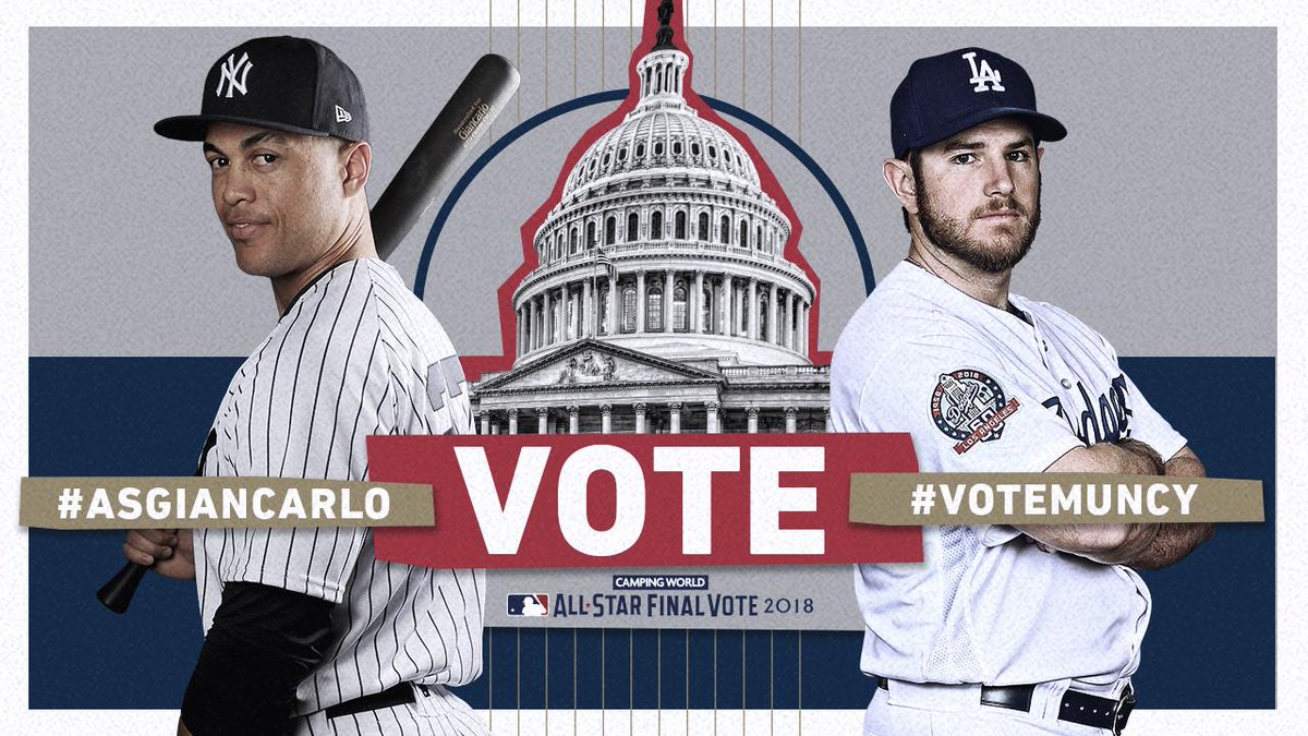 LosDodgers's tweet photo. Dos de las franquicias más ganadoras en la historia de @LasMayores juntan su poder de convocatoria… Pero al final, solo tú decides. 🗳🗳
¡Mandemos a @maxmuncy9 y @Giancarlo818 a Washington! ⚾️
#VotoFinal
Vota aquí 📌 https://t.co/3ExOpwWnV1 https://t.co/14KJO6LqPU