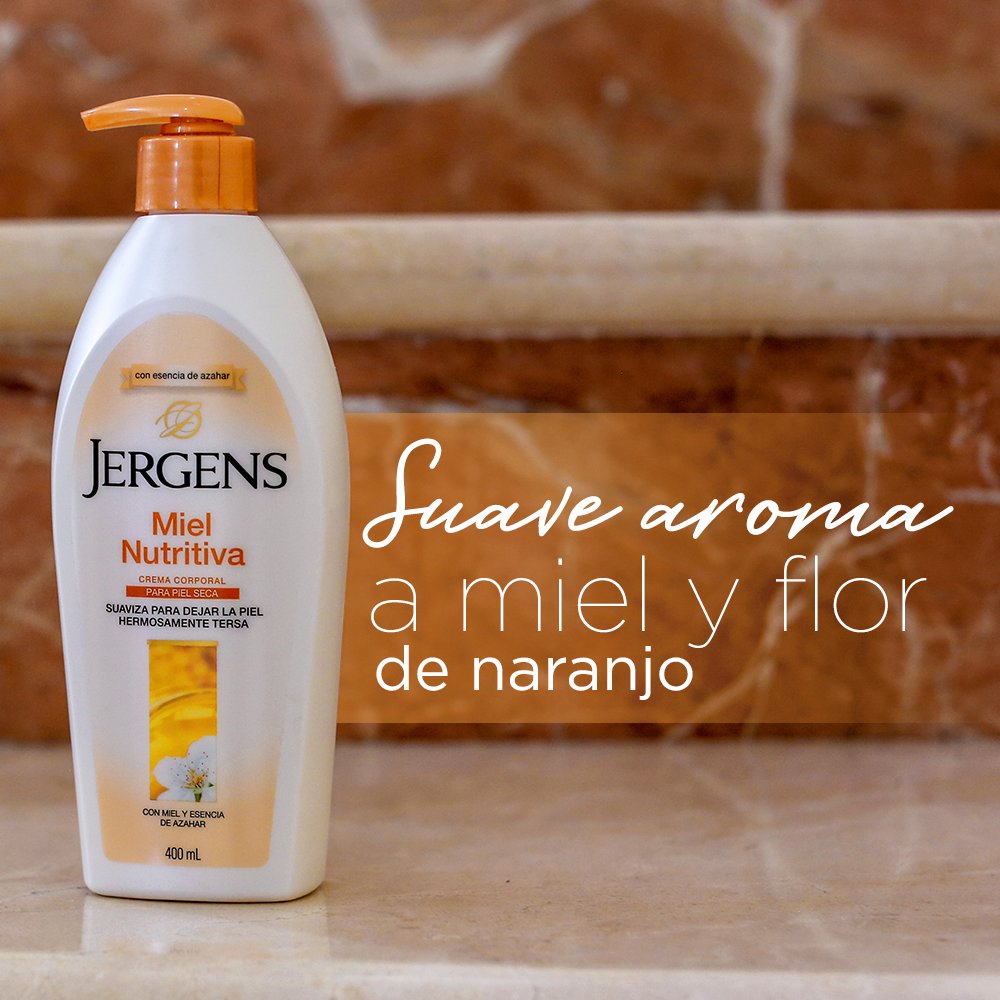 Siente la suavidad de tu piel y descubre un delicioso aroma con nuestra crema Jergens® Miel Nutritiva. 🐝🌼