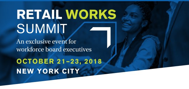 NRFFoundation's tweet photo. We're so excited to host the #RetailWorks Summit this Oct. in #NYC. This exclusive event will connect leaders in the workforce board system with retail executives to gain access to an untapped source of jobseekers. Learn more: https://t.co/owhwyWJAgF https://t.co/tiOZJcK2ea
