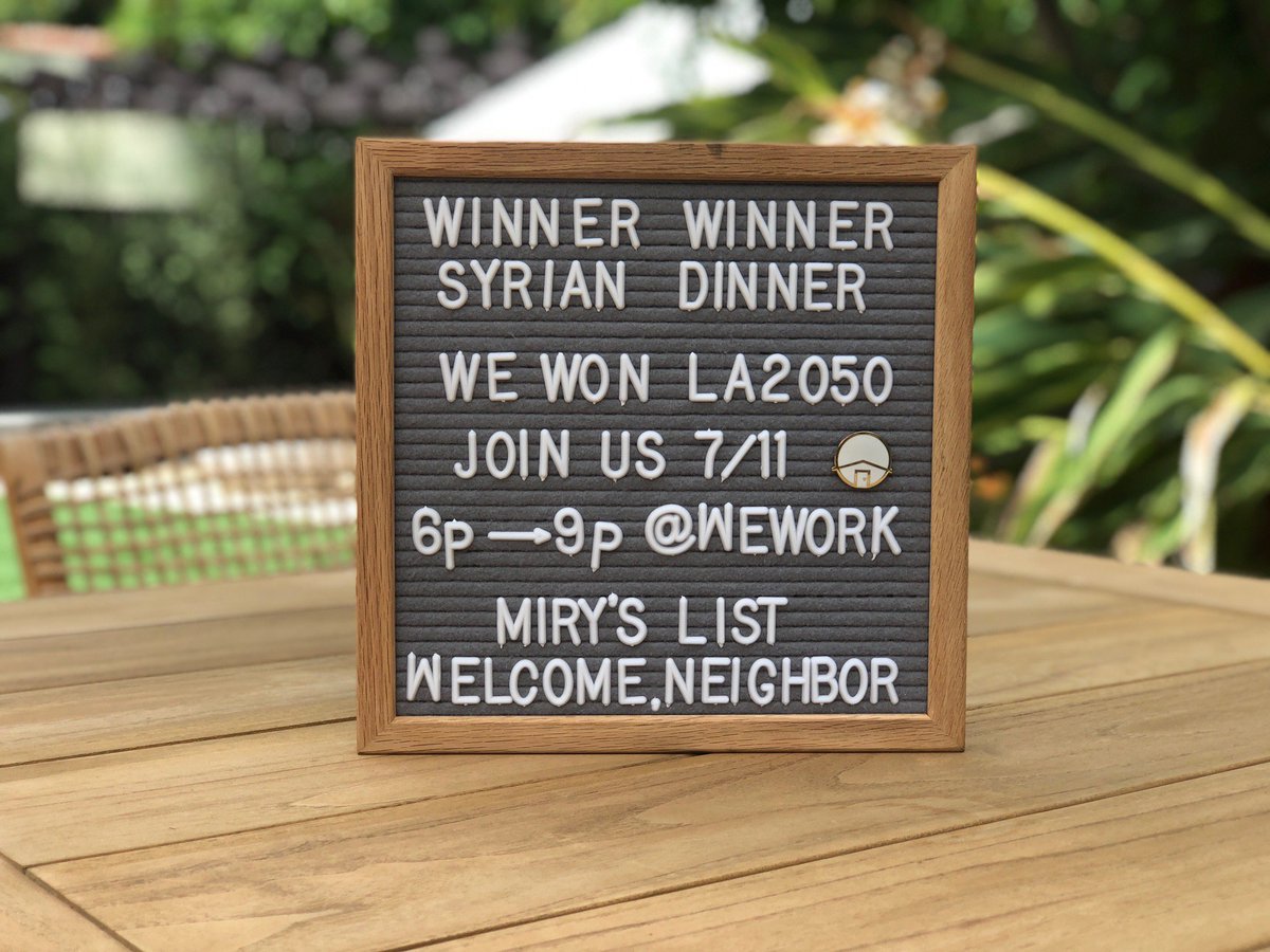 miryslist's tweet photo. Hold the dang phone. WHAT!?!
We won @LA2050?!?! Say what??? Beyond grateful, beyond honored. Let's celebrate!!!

LA friends, come on down to @WeWork on Vine to celebrate with us right! RSVP here: https://t.co/kpw5WmWLAk

#activateforLA @EmpowerLA #welcomeneighbor https://t.co/hZSiLhrfYh
