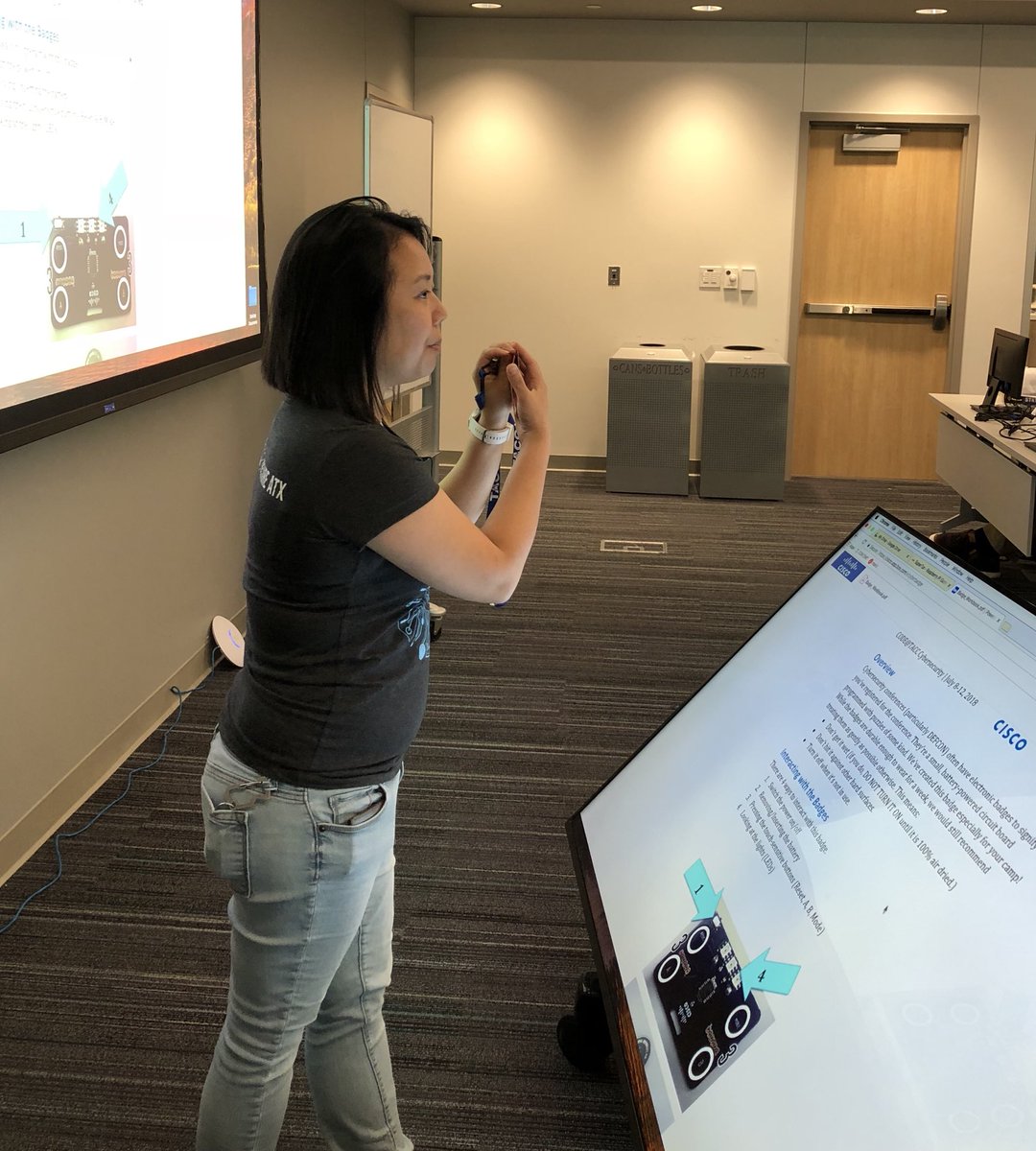 jeaimehp's tweet photo. Check out @TXJennieK introducing the #CodeatTACC #SecureATX @Cisco digital badges!! I can't wait to see what the students figure out. @TACC https://t.co/BBYTEkKwmm