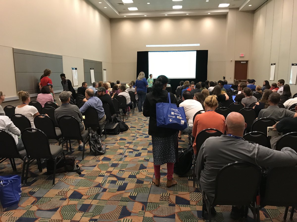 Bootstrapworld's tweet photo. .@Youndtsmith &amp; @edcampOSjr presented "Bootstrap:Data Science" to a full house of great Ts &amp; had some really good conversations about important questions, appropriate tools, &amp; CS Integration into core content areas to achieve #CSforAll  #CSTA2018 #CSTA18 @csteachersorg @CSforALL https://t.co/auEqtEPX8G