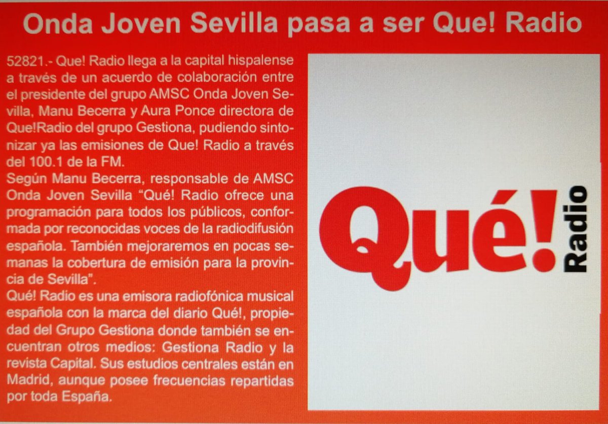 GRANVIARADIOfm's tweet photo. Lo explicamos este próximo Jueves por la mañana en Antena 3, te esperamos...
#amsc #antena3tv #ondajoven #sevilla #QueRadio https://t.co/NU9c3ZaXmH