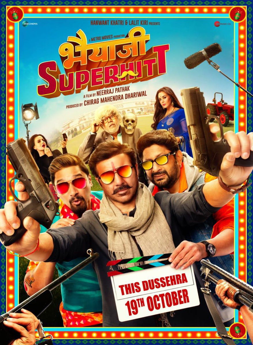 Retweeted Girish Johar (<a href="/girishjohar/">Girish Johar</a>):

Fun Ride ... this Dussehra 💕🔥🎉 #BhaiajiSuperhit <a href="/iamsunnydeol/">Sunny Deol</a> <a href="/ArshadWarsi/">Arshad Warsi</a> <a href="/shreyastalpade1/">Shreyas Talpade</a> <a href="/realpreityzinta/">Preity G Zinta</a> <a href="/ameesha_patel/">ameesha patel</a> <a href="/imsanjaimishra/">Sanjay Mishra</a>
