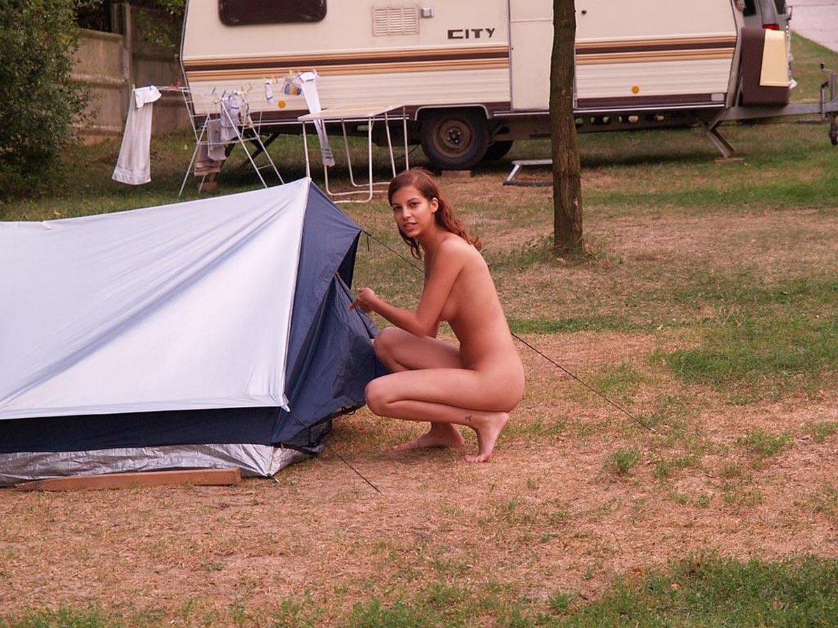 Naked girls camping nude tents