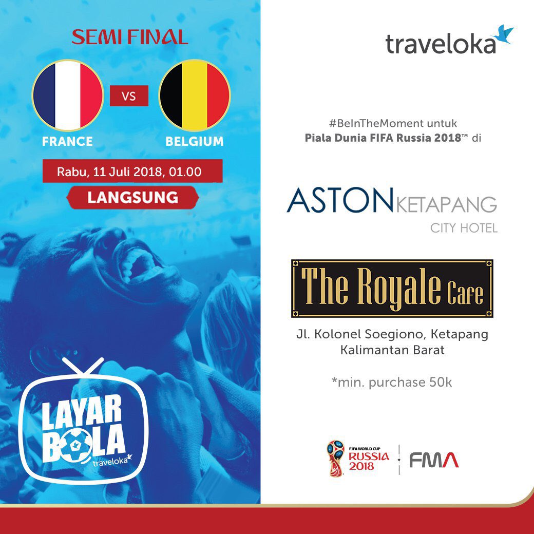 Mantan Juara dunia atau Pendatang baru yang akan memperoleh tiket FINAL WORLDCUP RUSSIA 2018?? .Temukan jawabannya di LAYAR BOLA TRAVELOKA ASTON KETAPANG CITY HOTEL.
----
#astonketapangcityhotel #astonketapang #archipelagointernational #football #worldcup2018 #ketapanginfo