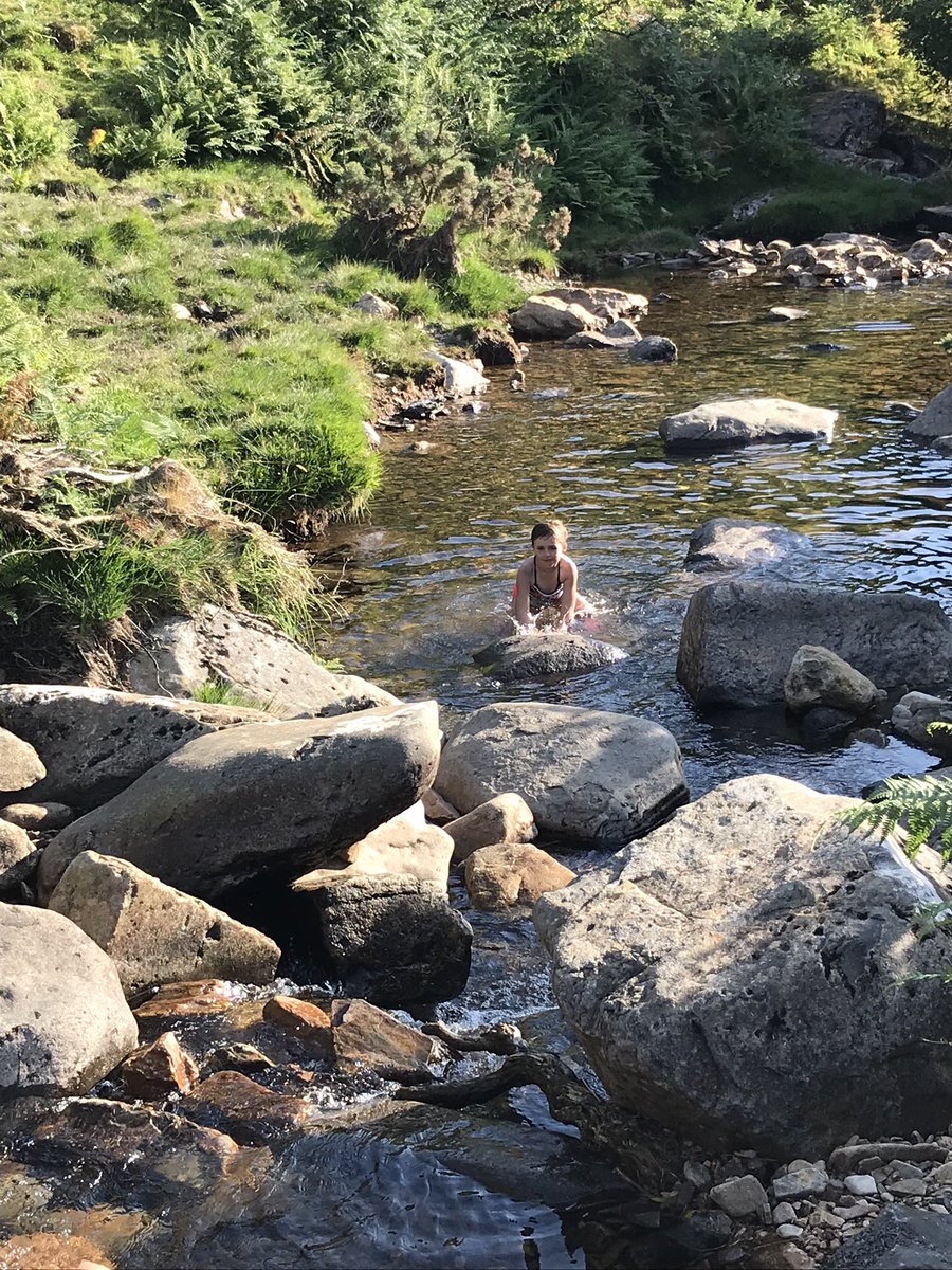 jobaker44's tweet photo. #teacher5aday Cooling off with the family after a very hot day. @GoDartmoor  We picked up rubbish left by others and left just footprints. @Dartmoor_Devon @KeepBritainTidy https://t.co/gTwJc4J19O