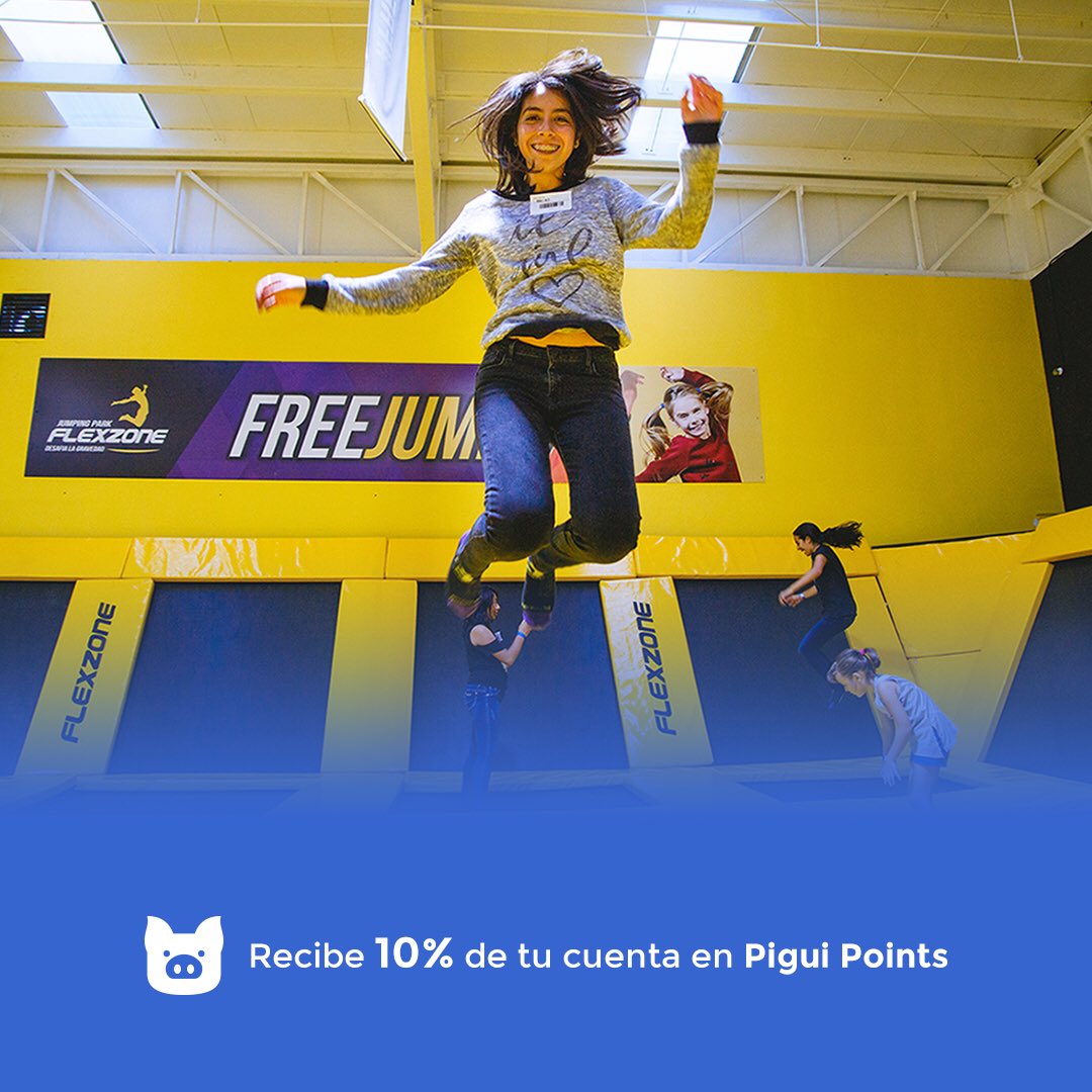PiguiWalletMX's tweet photo. Estamos muy contentos de darle la bienvenida a @Flexzonejp, el mejor #JumpingPark de México. Visítalos y #DesafíaLaGravedad 😀 https://t.co/VFduDNNVPg
