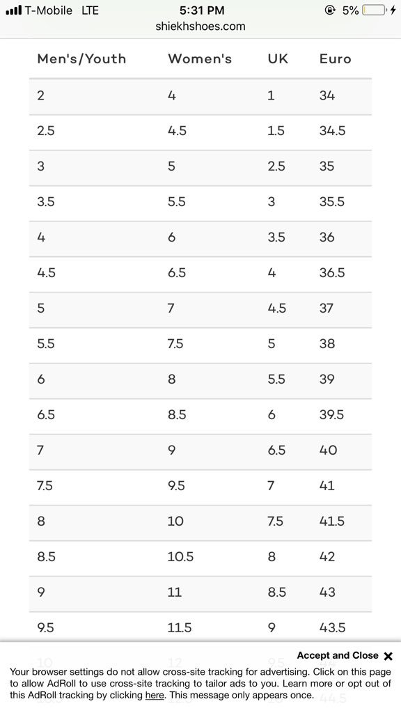 nike adidas size conversion