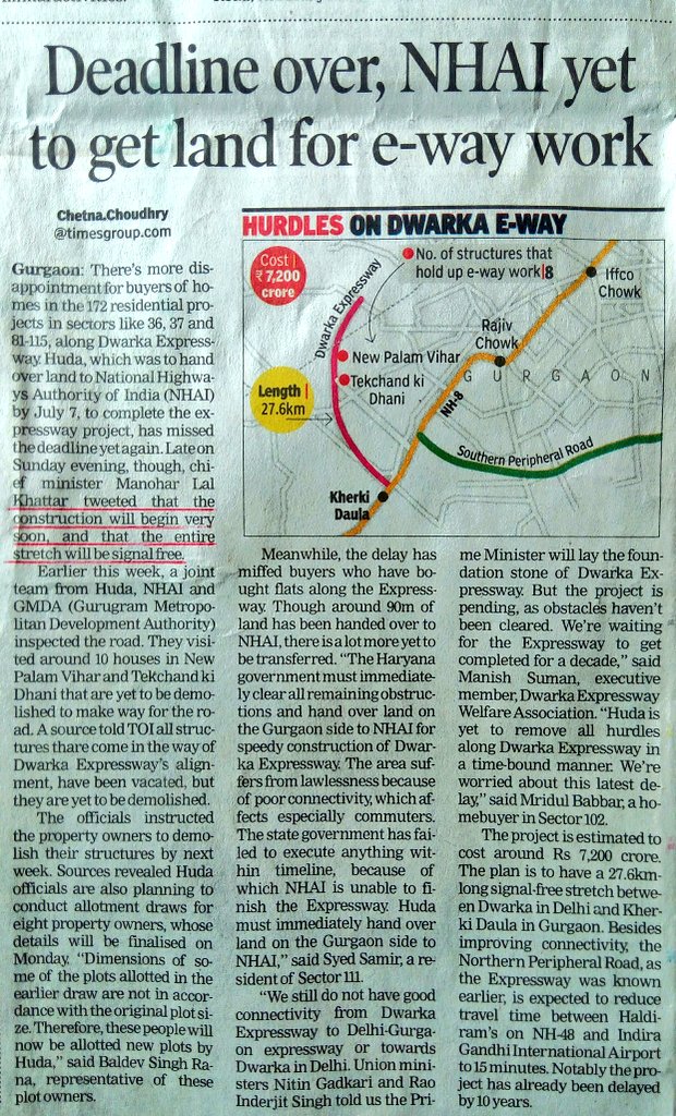 Ravi08410222's tweet photo. #AbwFraud
#Khattar #says #construction on #DwarkaExpressway #will #begin #very #soon
#Not #sure #his #govt #will b #able 2 #survive 2 #share #that #news #with us
#People r #fedup #with #false #promises& #deadlines
V r #suffering fm #bad #governance& #incompetence
#RERA #diluted https://t.co/4UgQTH2Hty