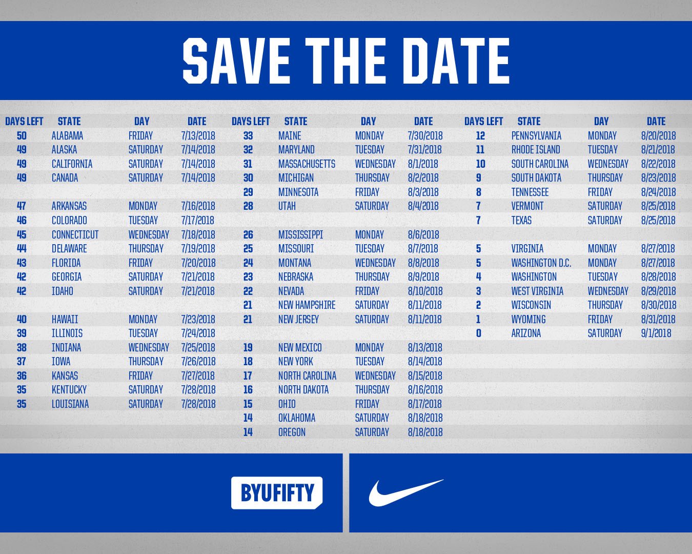 BYU50 Nike tease, plus calendar of drop dates