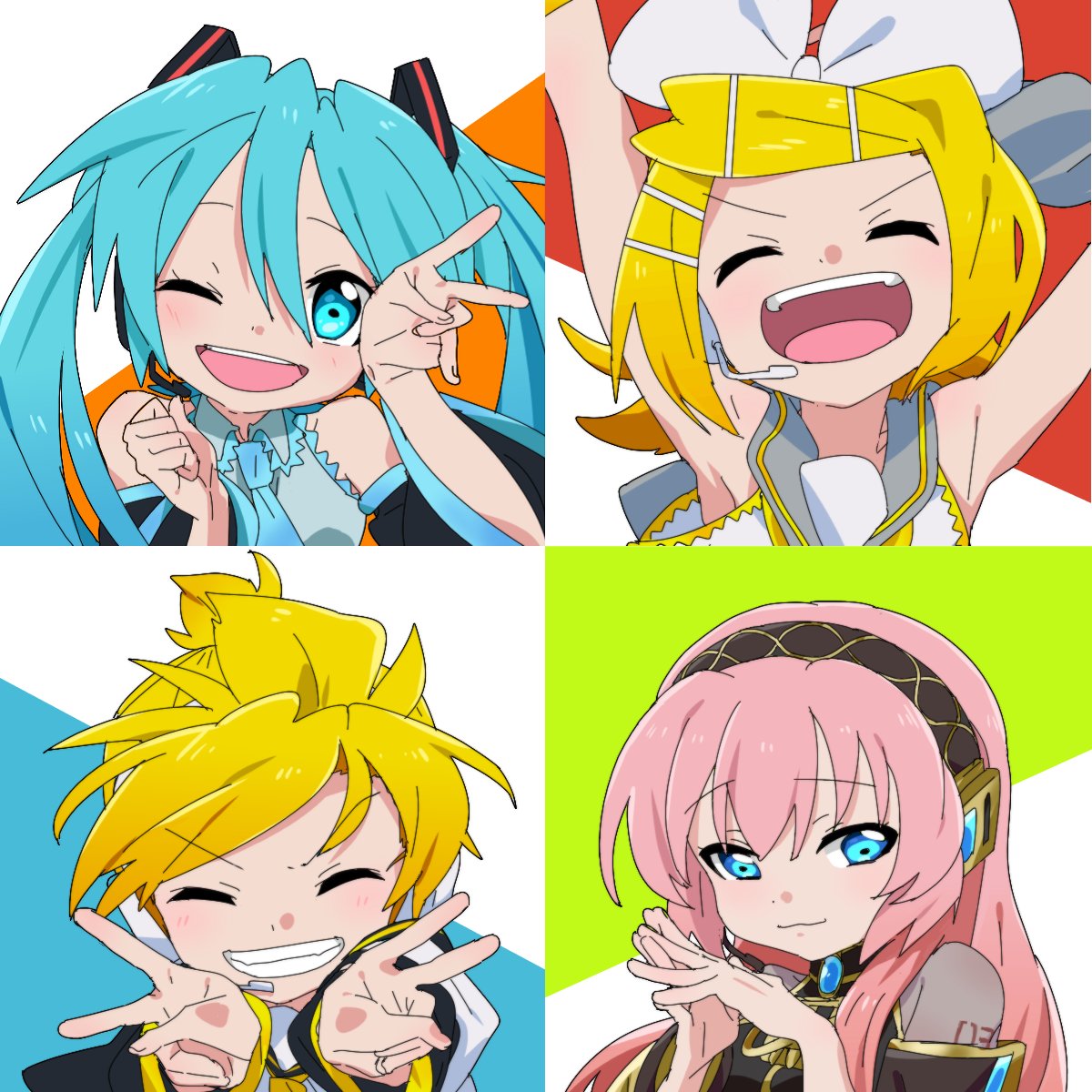 岡崎太一さんのミク、リン、レン、ルカ！元気いっぱいな4人！見ている