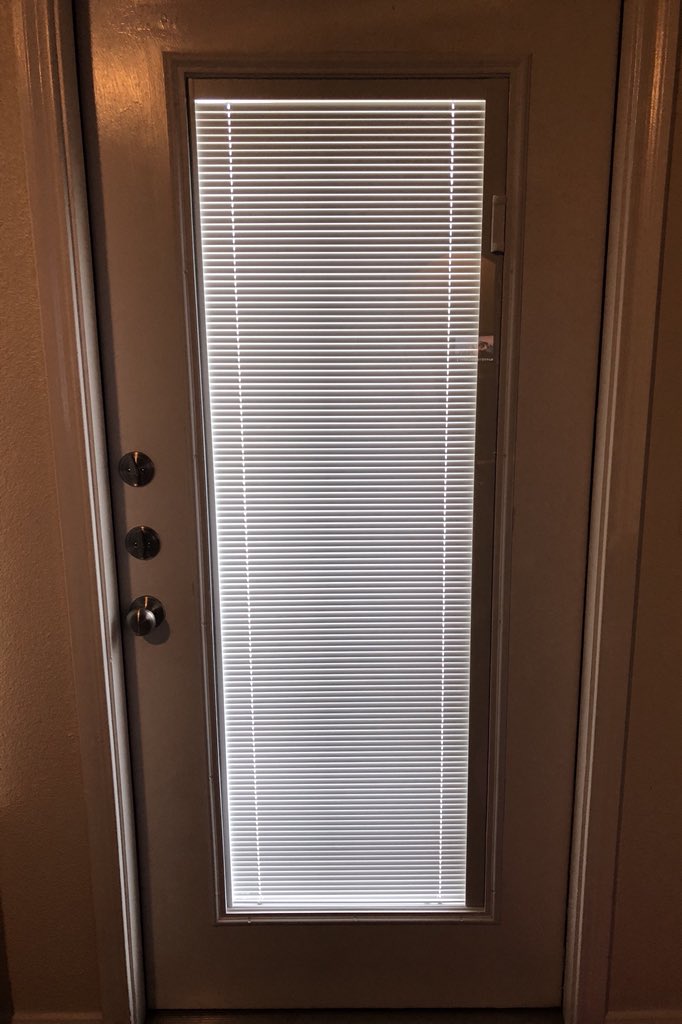window_sa's tweet image. Tired of noisy blinds that rattle, clank and swing about when you open your door? We have just the solution! No dusting! Looks great! Easy smooth and quiet operation too! #RoyalWindowFashionsSA #ODL #SanAntonioHomes #FrenchDoor #PatioDoor