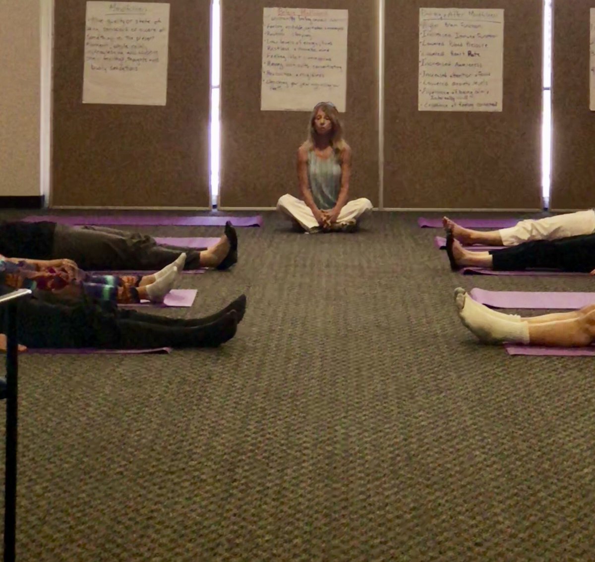 Linda Gancitano peacefully guiding the employees with meditation at KCW bldg on Mindful Monday! <a href="/Charmain4PE/">Charmain Sutherland</a> <a href="/AMsky43/">Annmargareth</a> <a href="/danielgohl/">Daniel Gohl</a> <a href="/BCPSAppLearn/">BCPSAppliedLearning</a> <a href="/BCPSInnovates/">Innovative Learning Department</a> <a href="/BCPSFineArts/">BCPS Fine Arts</a> @Sportime_SPARK @RobertwRuncie