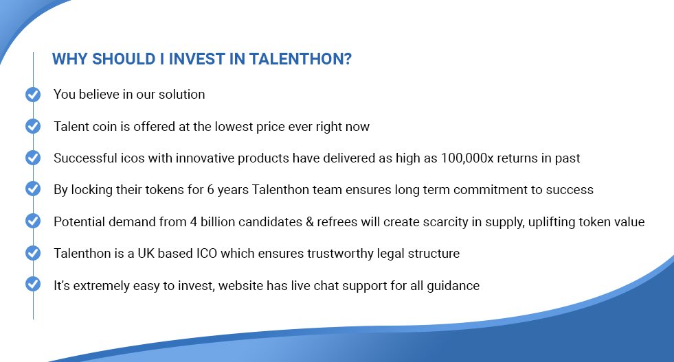 talenthon's tweet photo. Here is an answer to BIG question " Why should I invest in Talenthon ICO" https://t.co/TxPZWAmUo1