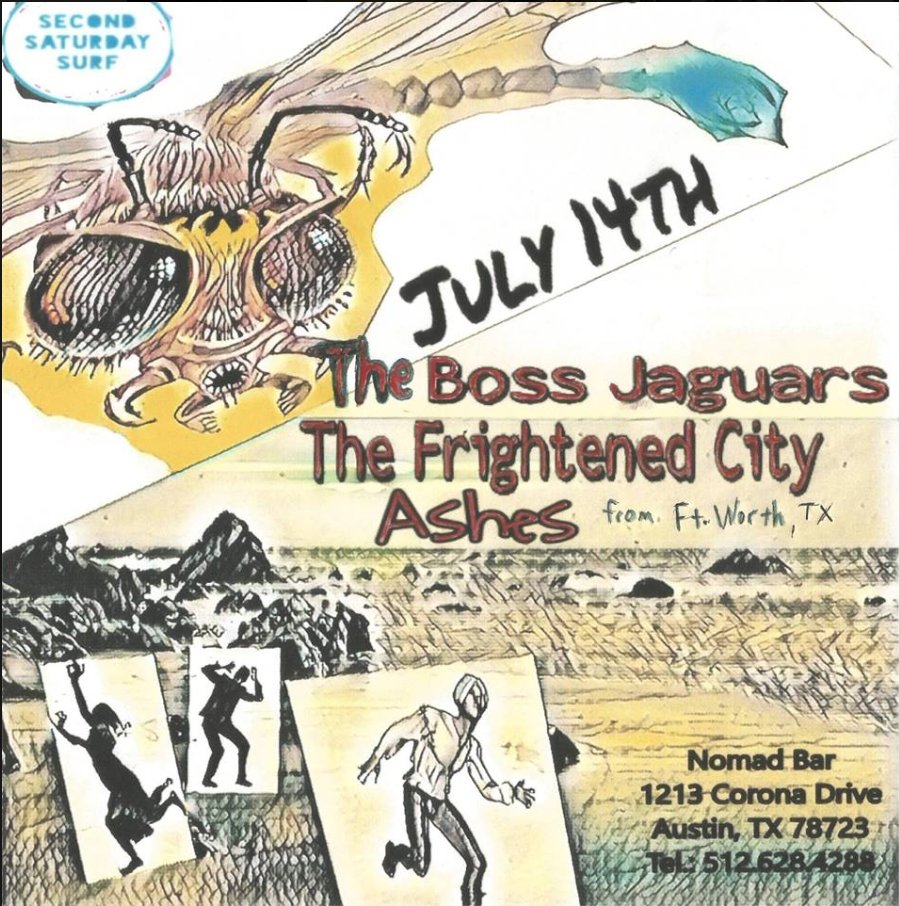 Saturday July 14 @nomadbar Austin, get ready for another Second Saturday Surf featuring <a href="/LandsharkSurf/">The Boss Jaguars!</a> The Frightened City and Ashes. All surf, all night! How can you go wrong? <a href="/AustinTXSurfs/">Austin Surfs</a> <a href="/SurfAustin1/">Surf Austin®</a> <a href="/Bat_ToneRecords/">Bat-Tone Records</a>