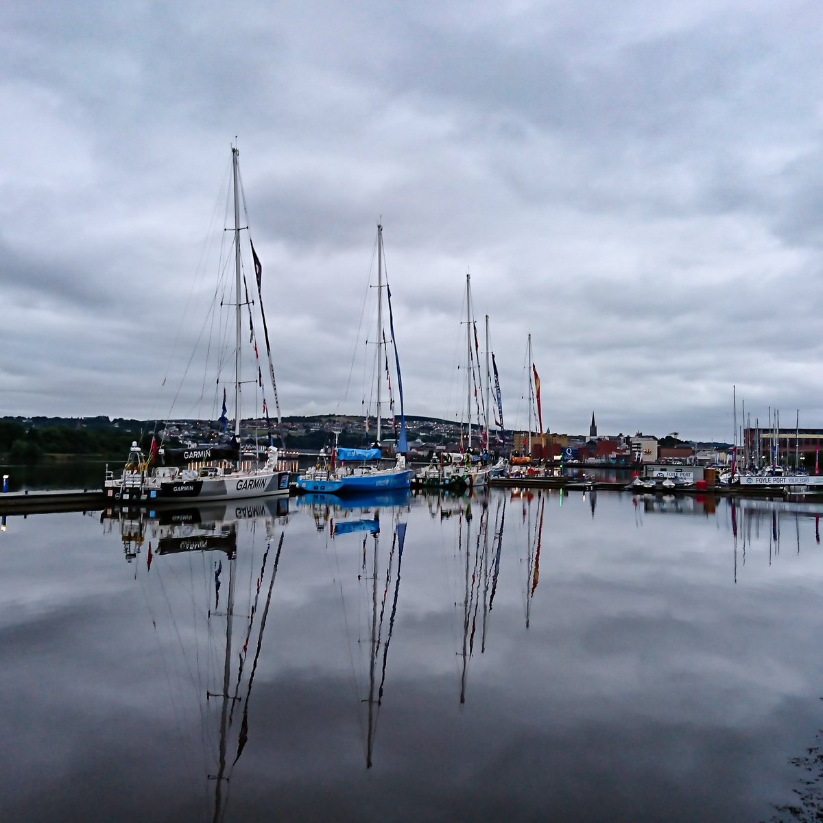 derrybarry's tweet photo. Cloudy but calm morning for the Clipper Fleet #derry #londonderry #Xperia #clipperrace #Clipper2018 https://t.co/qzSaeyzqHF